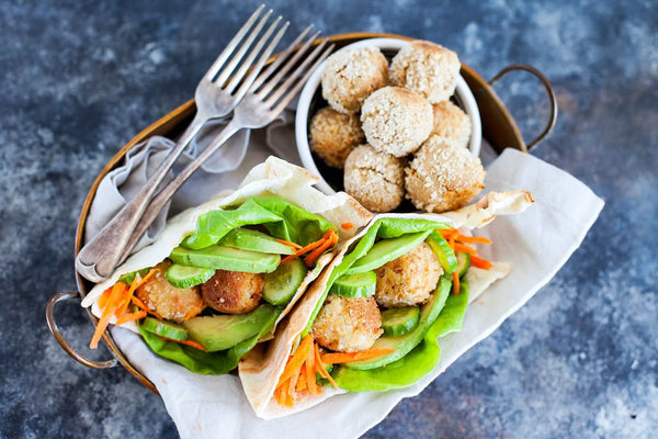 Pita Sandwiches with Tofu Balls and Spicy Vegenaise - Main Course Recipe