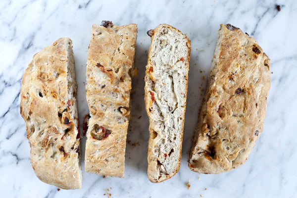 Sundried Tomato Focaccia with Olives and Walnuts - Appetizer Recipe