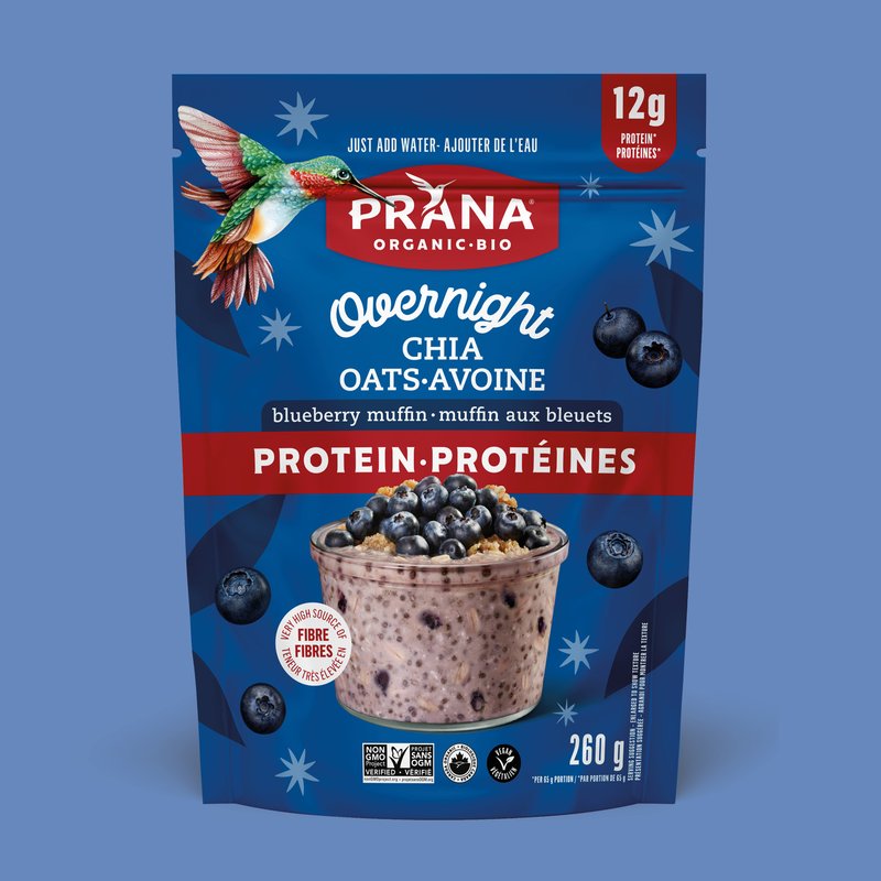 Organic Overnight Chia Oats with Protein – Blueberry Muffin