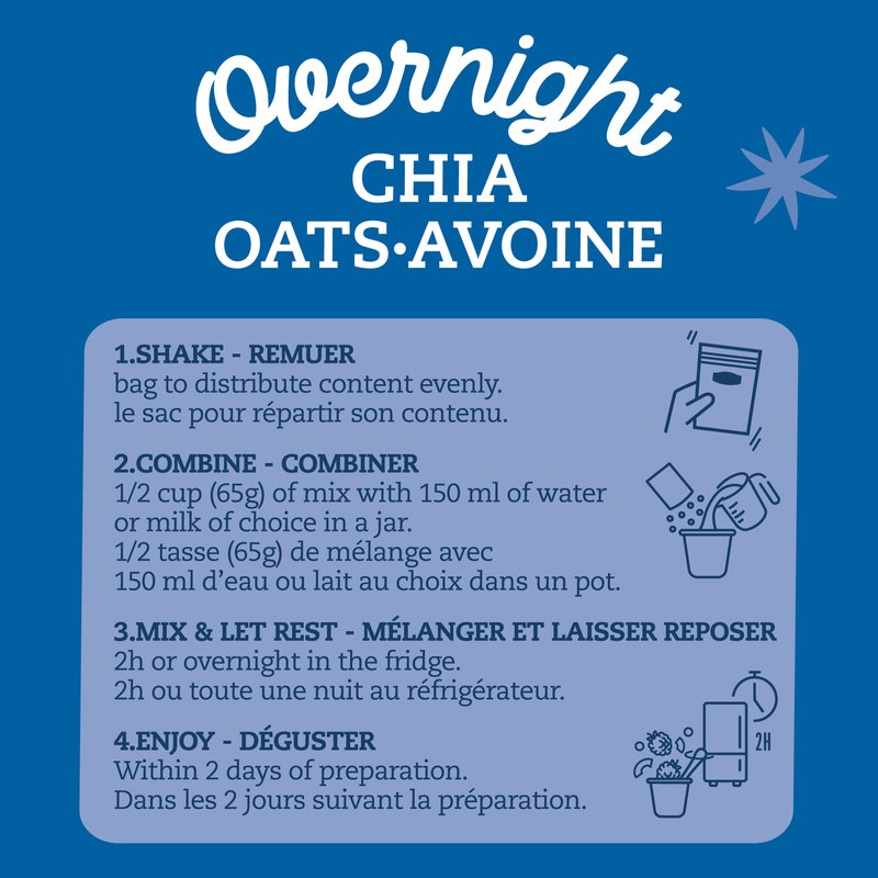 Organic Overnight Chia Oats with Protein – Blueberry Muffin