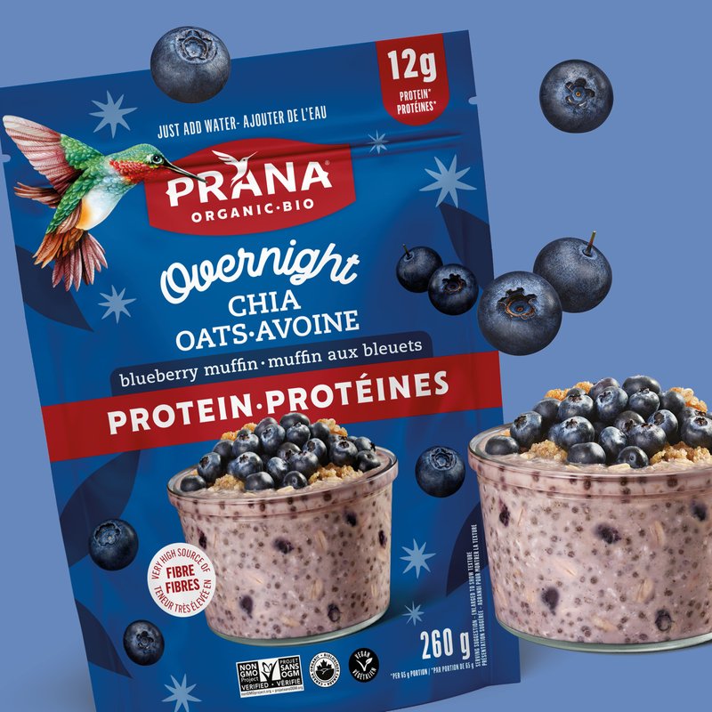 Organic Overnight Chia Oats with Protein – Blueberry Muffin